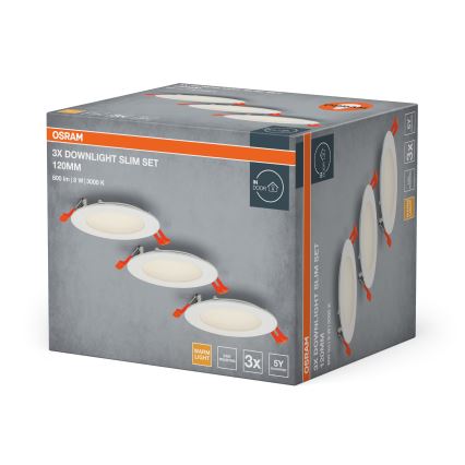 Osram - Komplekts 3 gab. LED iebūvējamie SPOT griestu gaismekļi LED/8W/230V 3000K Ø12 cm balti