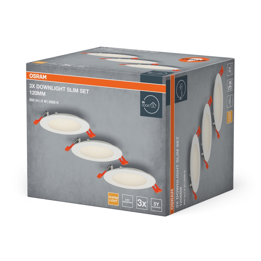 Osram - Komplekts 3 gab. LED iebūvējamie SPOT griestu gaismekļi LED/8W/230V 3000K Ø12 cm balti