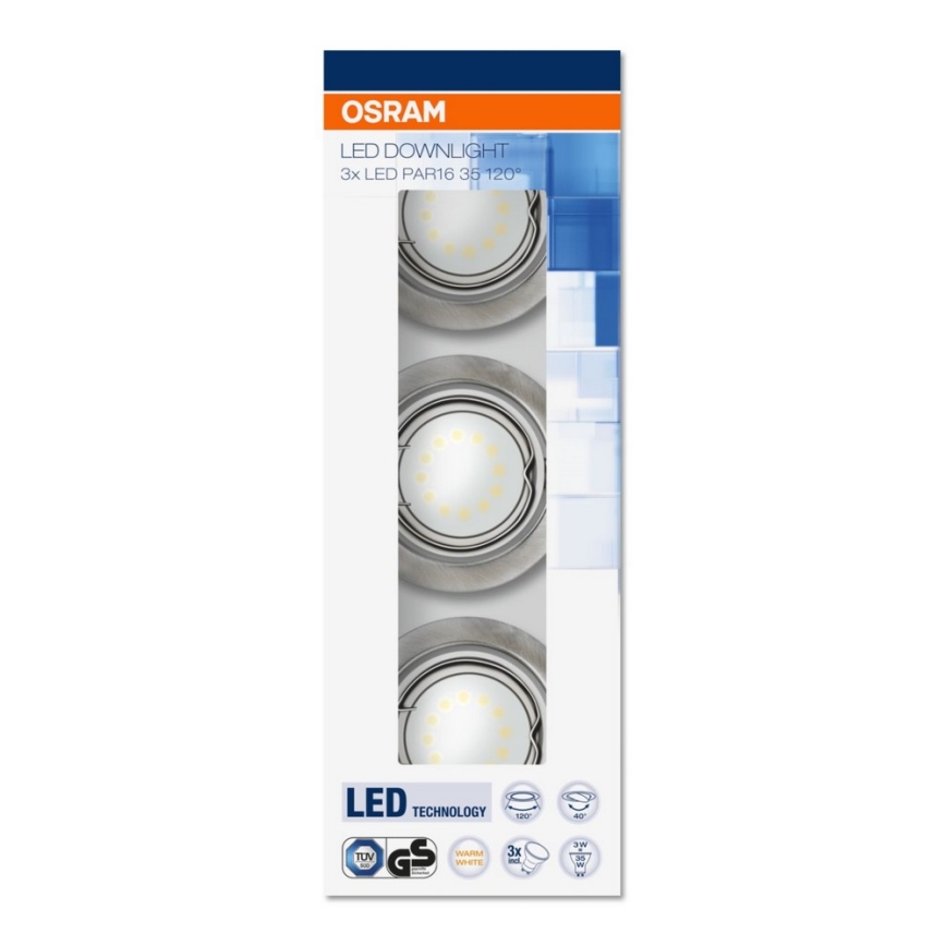 Osram - KOMPLEKTS 3x LED Iegremdēts gaismeklis 3xGU10/3W/230V