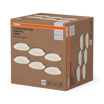 Osram - komplekts 6 gab. LED iebūvējamie griestu gaismekļi ESSENTIAL LED/18W/230V 4000K Ø 22 cm, balti
