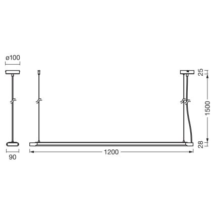 Osram - LED regulējamā lustra uz kabeļa OFFICE LINE LED/40W/230V 4000K 120 cm melna
