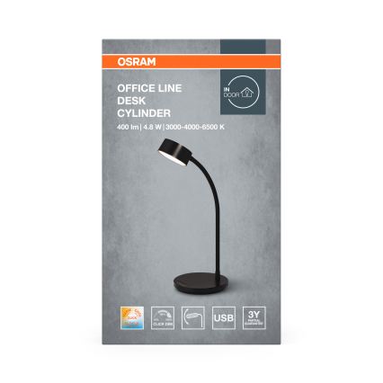Osram - LED regulējama galda lampa OFFICE LINE LED/4,8W/230V 3000/4000/6500K melna
