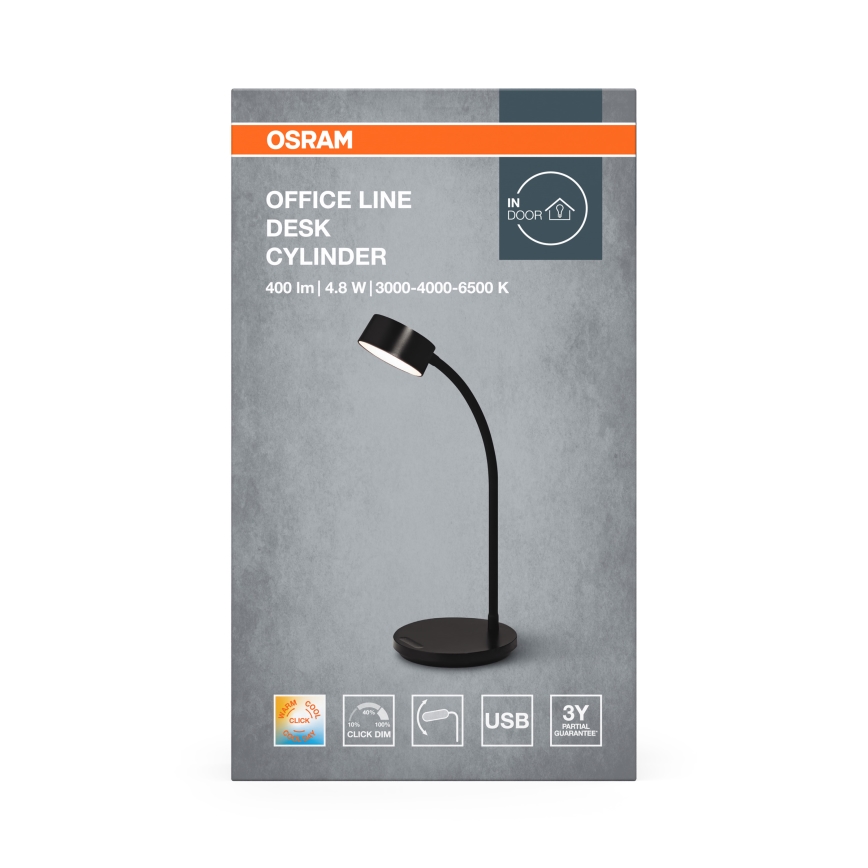 Osram - LED regulējama galda lampa OFFICE LINE LED/4,8W/230V 3000/4000/6500K melna