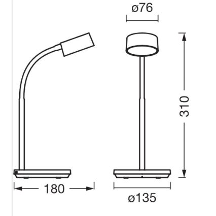 Osram - LED regulējama galda lampa OFFICE LINE LED/4,8W/230V 3000/4000/6500K melna