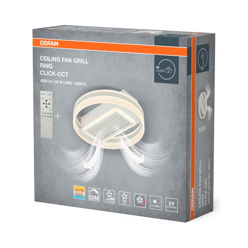Osram - LED griestu lampa ar ventilatoru, ar regulējamu spilgtumu CEILING FAN LED/55W/230V 3000-6500K balta + tālvadības pults