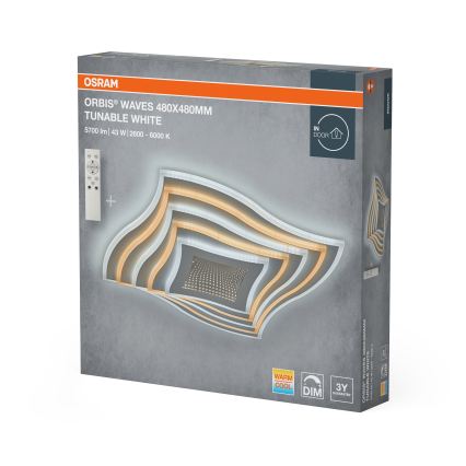 Osram - regulējama LED griestu lampa ORBIS WAVES LED/43W/230V 2600-6000K 48x48 cm balta + ar tālvadības pulti