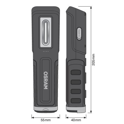 Osram - LED uzlādējamais lukturis ar regulējamu spilgtumu LEDINSPECT WIRE-FREE PRO 600 LED/5W/3,7V IP54