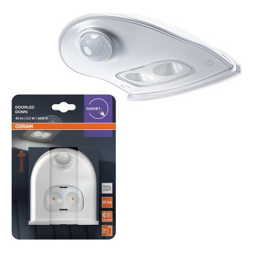 Osram - LED āra sienas gaismeklis ar sensoru DOORLED LED/0,5W/3xAA IP54 balts