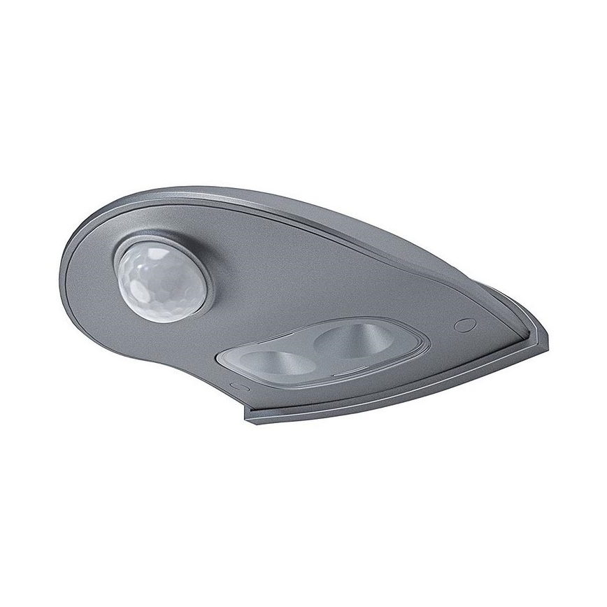 Osram - LED āra sienas gaismeklis ar sensoru DOORLED LED/0,5W/3xAA IP54 sudraba krāsā