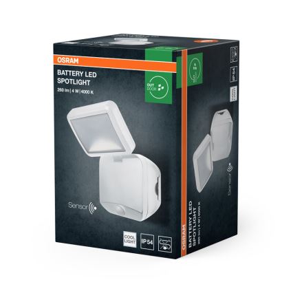 Osram - LED āra sienas prožektors ar kustības sensoru BATTERY LED/4W/4xD IP54