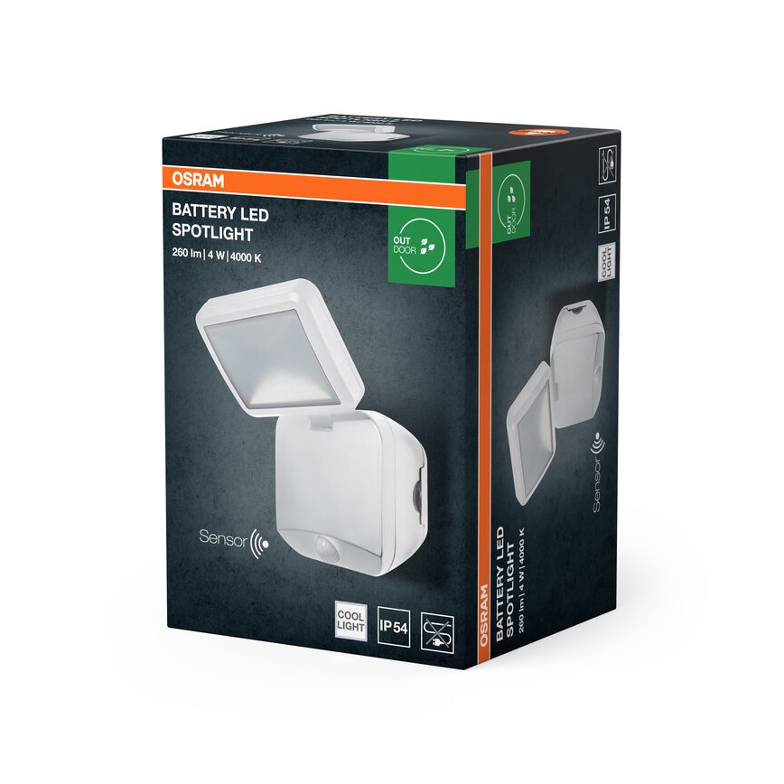 Osram - LED āra sienas prožektors ar kustības sensoru BATTERY LED/4W/4xD IP54