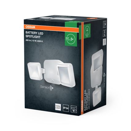 Osram - LED āra sienas prožektors ar sensoru BATTERY 2xLED/5W/4xD IP54