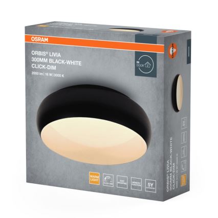 Osram - LED griestu lampa ar regulējamu spilgtumu ORBIS LIVIA LED/16W/230V Ø 30 cm melna/balta