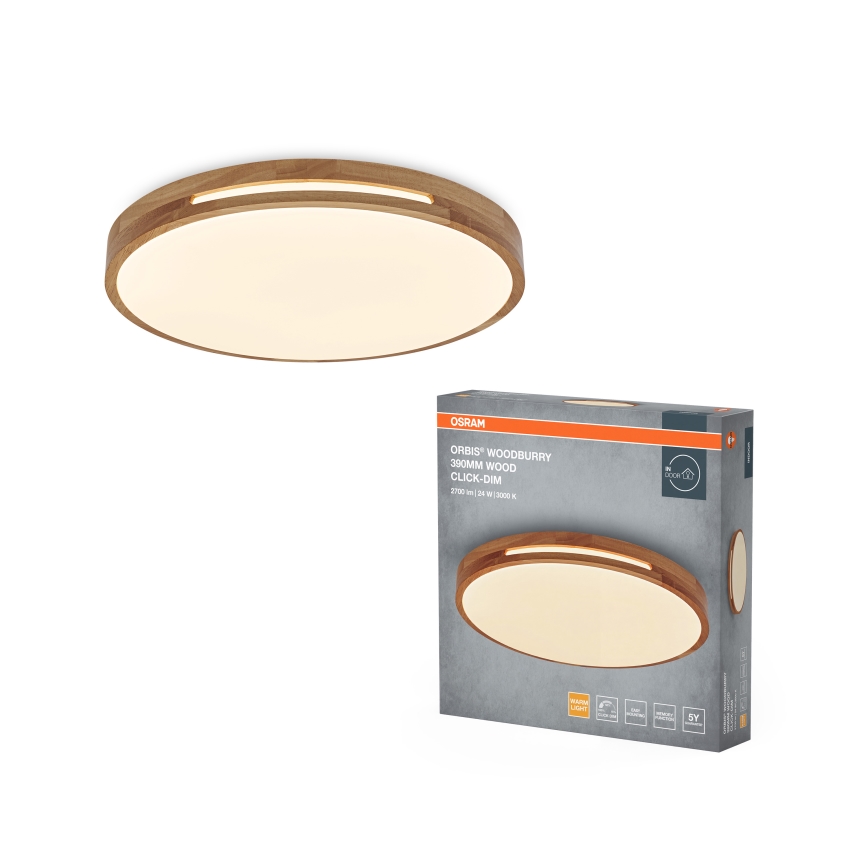 Osram - LED aptumšojams griestu gaismeklis ORBIS WOODBURRY LED/24W/230V Ø 39 cm smilškrāsas