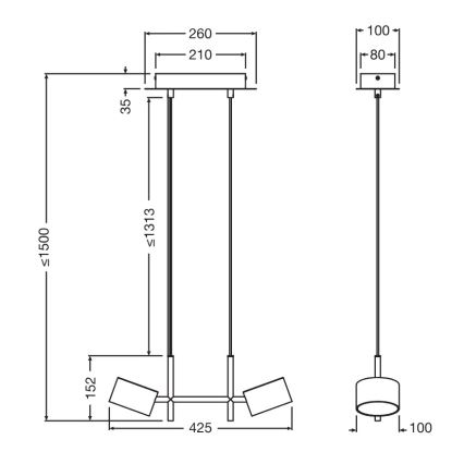 Osram - dimējama LED lustra uz troses DECOR KYOTO 2xLED/10W/230V CRI 90 melna