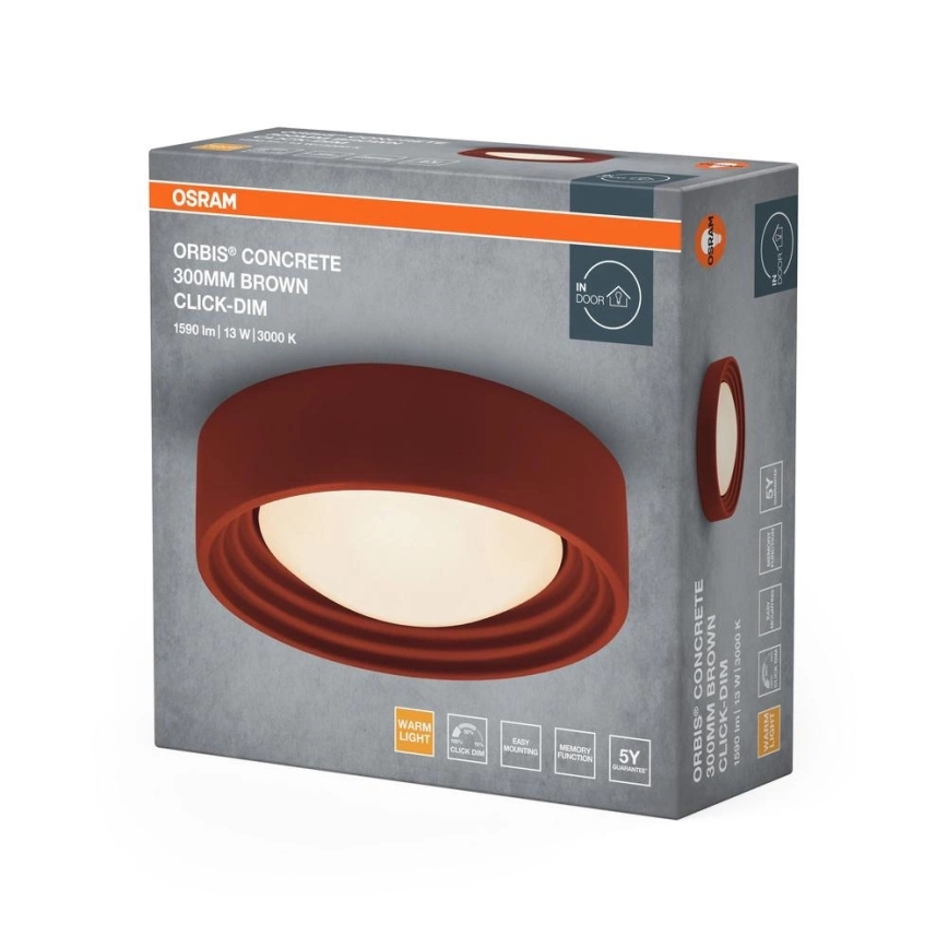 Osram - LED ar regulējamu spilgtumu griestu gaismeklis ORBIS CONCRETE LED/13W/230V Ø 30 cm brūna/betons