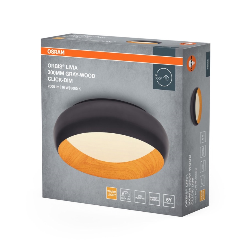 Osram - LED dimējams griestu gaismeklis ORBIS LIVIA LED/16W/230V Ø 30 cm antracīts/brūns