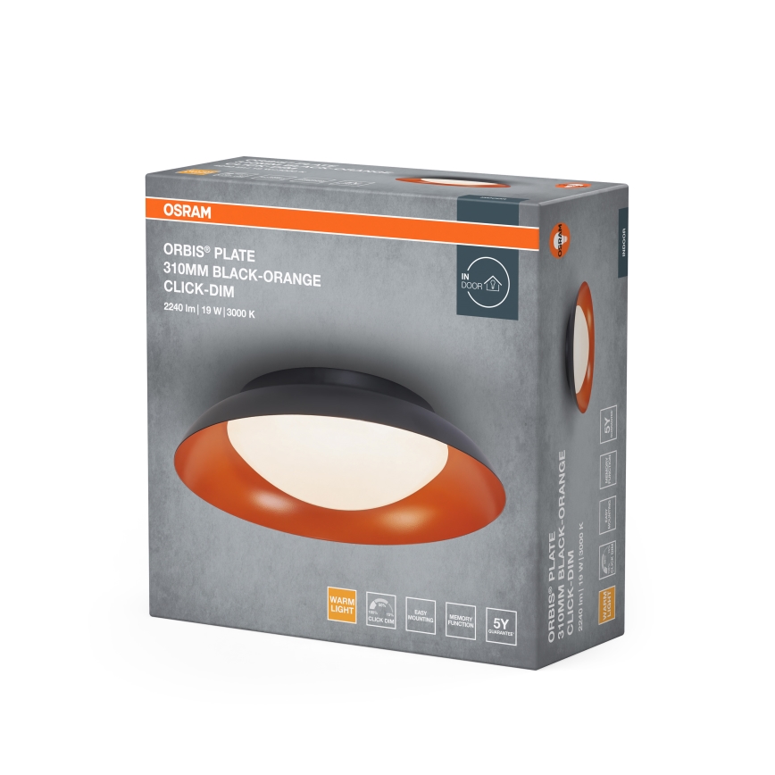 Osram - Regulējams LED griestu gaismeklis ORBIS PLATE LED/35W/230V pr. 43 cm oranžs/melns