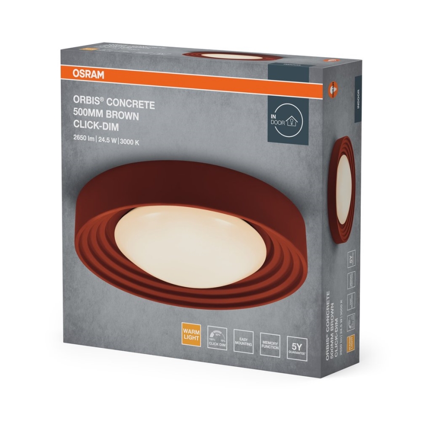 Osram - LED aptumšojams griestu gaismeklis ORBIS CONCRETE LED/24,5W/230V Ø 50 cm brūns/betons