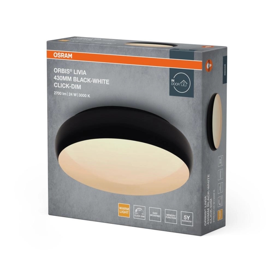 Osram - LED Dimējams griestu gaismeklis ORBIS LIVIA LED/24W/230V Ø 43 cm melns/balts