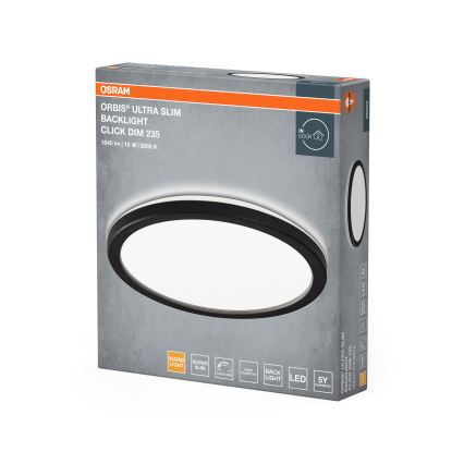 Osram - LED griestu gaismeklis ORBIS ULTRA SLIM LED, ar regulējamu spilgtumu, 15W/230V, 3000K, Ø 23,5 cm, melns