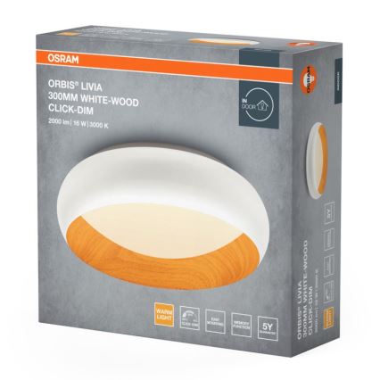 Osram - LED aptumšojama griestu lampa ORBIS LIVIA LED/16W/230V Ø 30 cm balta/brūna