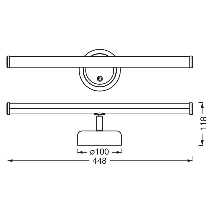 Osram - NIGHTLUX LED uzlādējams sienas gaismeklis ar pieskāriena vadību un regulējamu spilgtumu, LED/1,8W/5V, melns