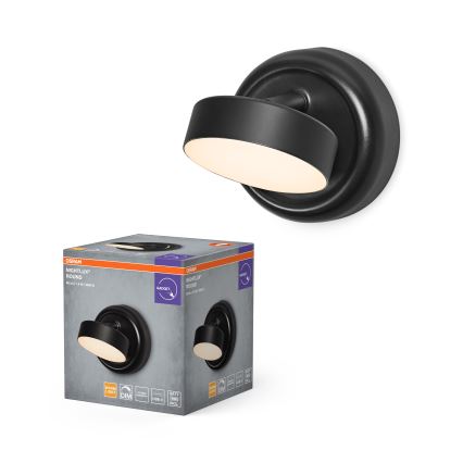 Osram - NIGHTLUX LED sienas gaismeklis ar regulējamu spilgtumu, uzlādējams, ar skārienvadību, LED/1,8W/5V, melns