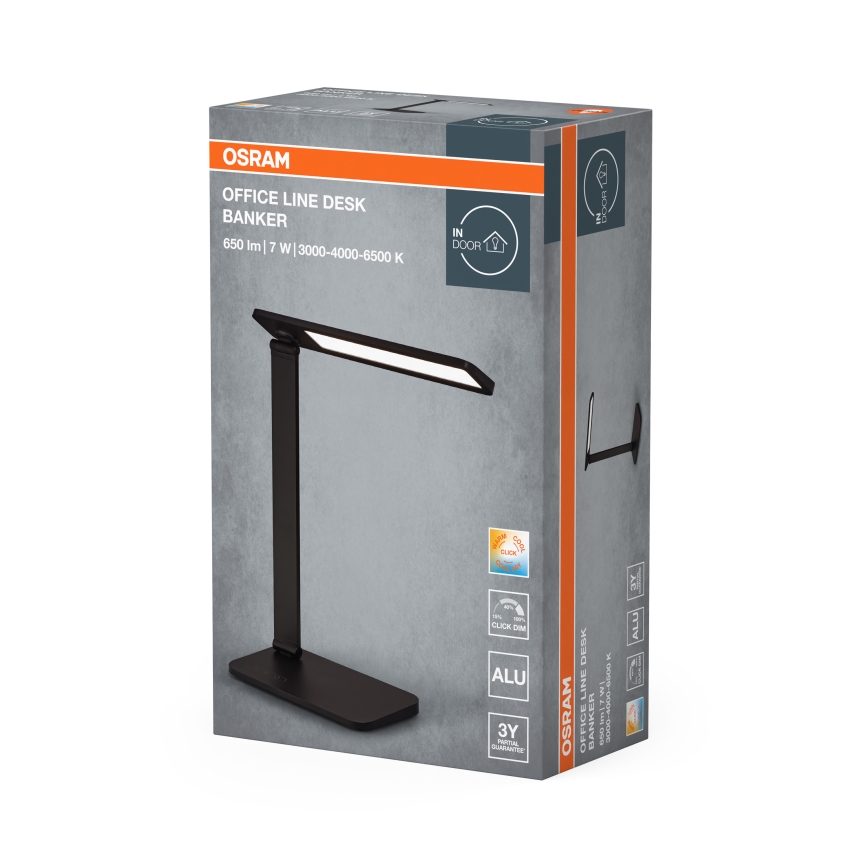 Osram - regulējama LED galda lampa OFFICE LINE LED/7W/230V 3000/4000/6500K melna