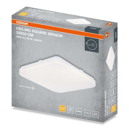 Osram - LED griestu gaismeklis ar krēslas sensoru SQUARE LED/24W/230V 33x33 cm