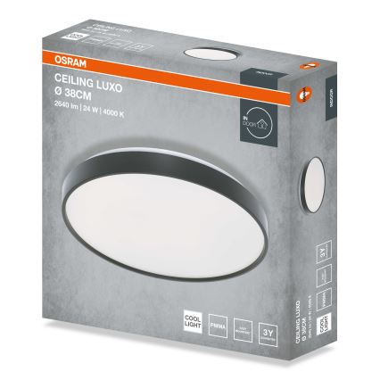 Osram - LED griestu gaismeklis CEILING LUXO LED/24W/230V Ø 38 cm melns