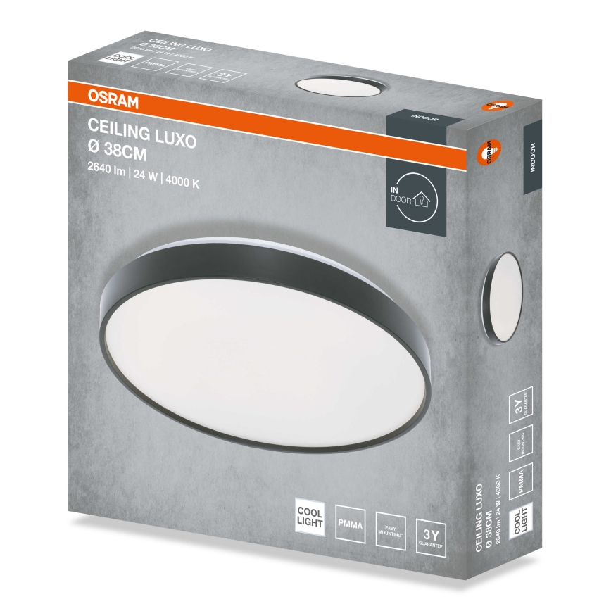 Osram - LED griestu gaismeklis CEILING LUXO LED/24W/230V Ø 38 cm melns