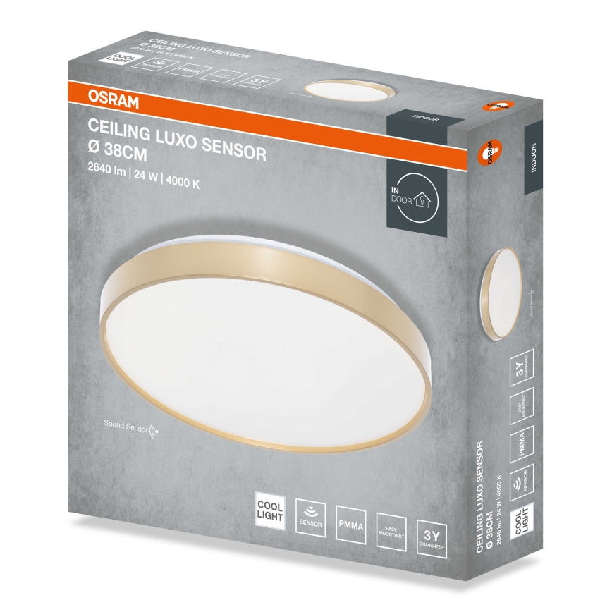 Osram - LED griestu lampa ar krēslas sensoru CEILING LUXO LED/24W/230V Ø 38 cm zelta