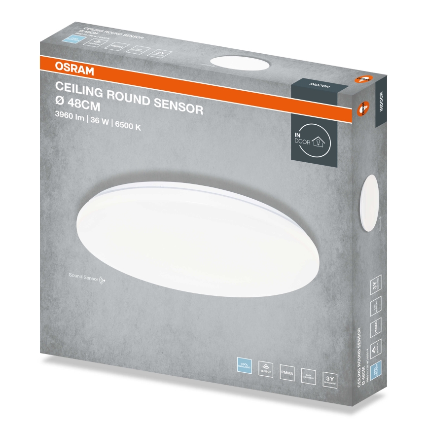Osram - LED griestu gaismeklis ar krēslas sensoru CEILING ROUND LED/36W/230V 6500K Ø 48 cm balts