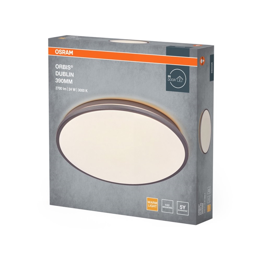 Osram - LED griestu gaismeklis ORBIS DUBLIN LED/24W/230V, diam. 39 cm, sudraba
