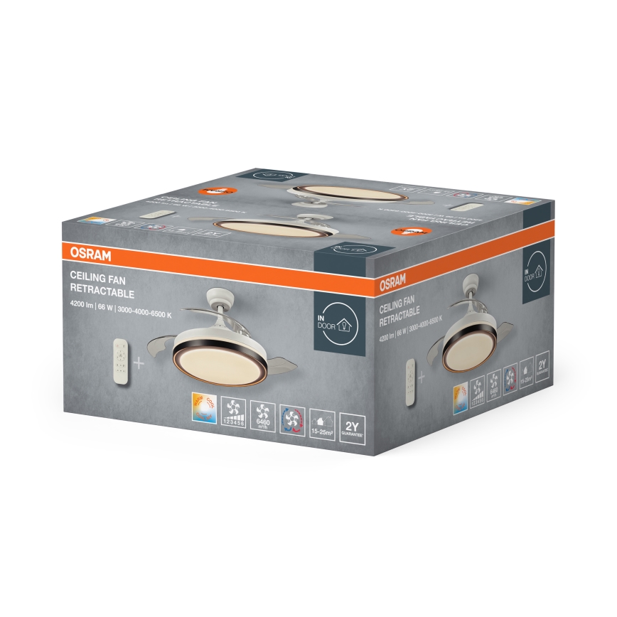 Osram - LED griestu lampa ar ventilatoru CEILING FAN LED/66W/230V 3000/4000/6500K balta + ar tālvadības pulti
