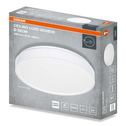 Osram - LED griestu gaismeklis ar krēslas sensoru CEILING LUXO LED/18W/230V Ø 32 cm balts