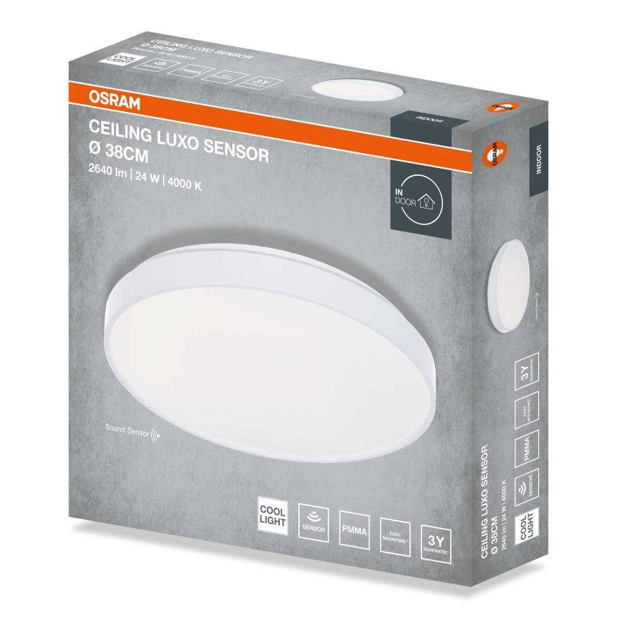 Osram - LED griestu lampa ar krēslas sensoru CEILING LUXO LED/24W/230V Ø 38 cm balta