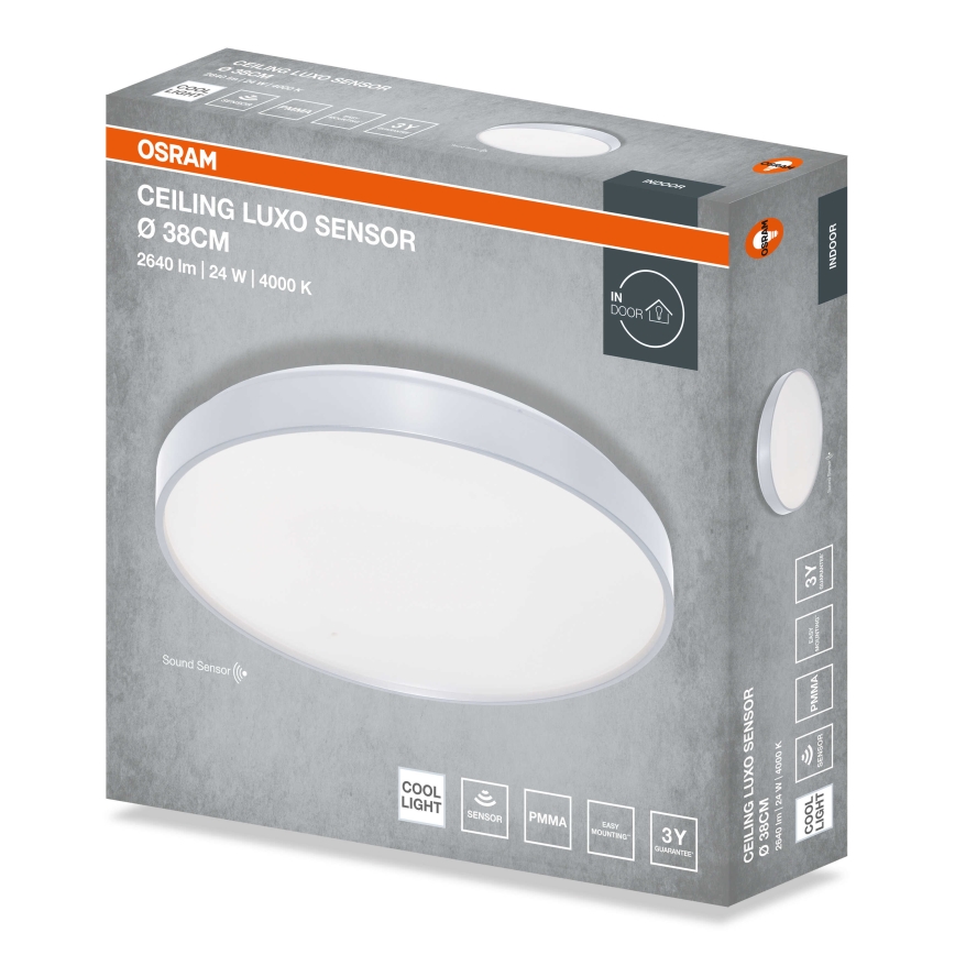 Osram - LED griestu gaismeklis ar krēslas sensoru CEILING LUXO LED/24W/230V Ø 38 cm sudraba