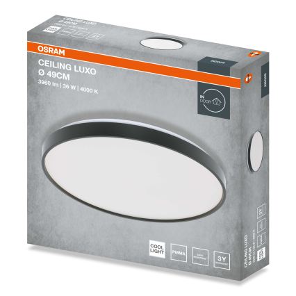 Osram - LED griestu lampa CEILING LUXO LED/36W/230V Ø 49 cm, melna