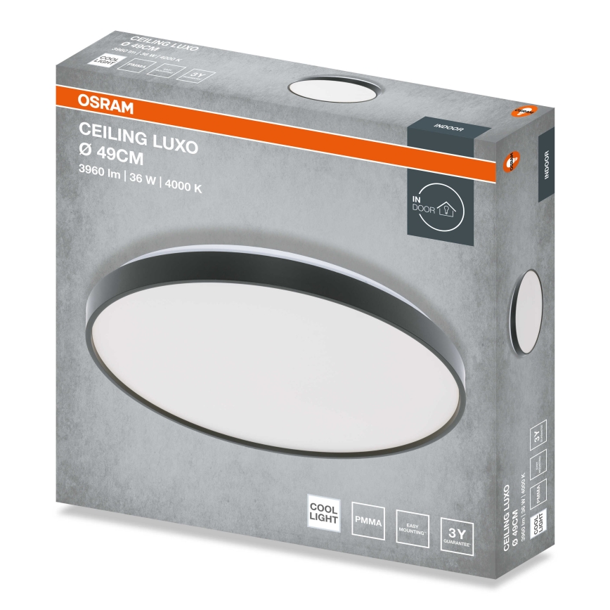 Osram - LED griestu lampa CEILING LUXO LED/36W/230V Ø 49 cm, melna