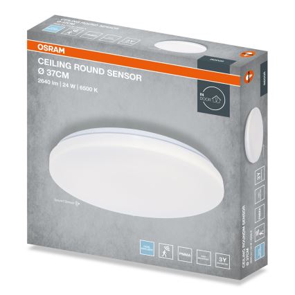 Osram - LED vannas istabas griestu lampa ar krēslas sensoru CEILING ROUND LED/24W/230V 6500K Ø 37 cm balta