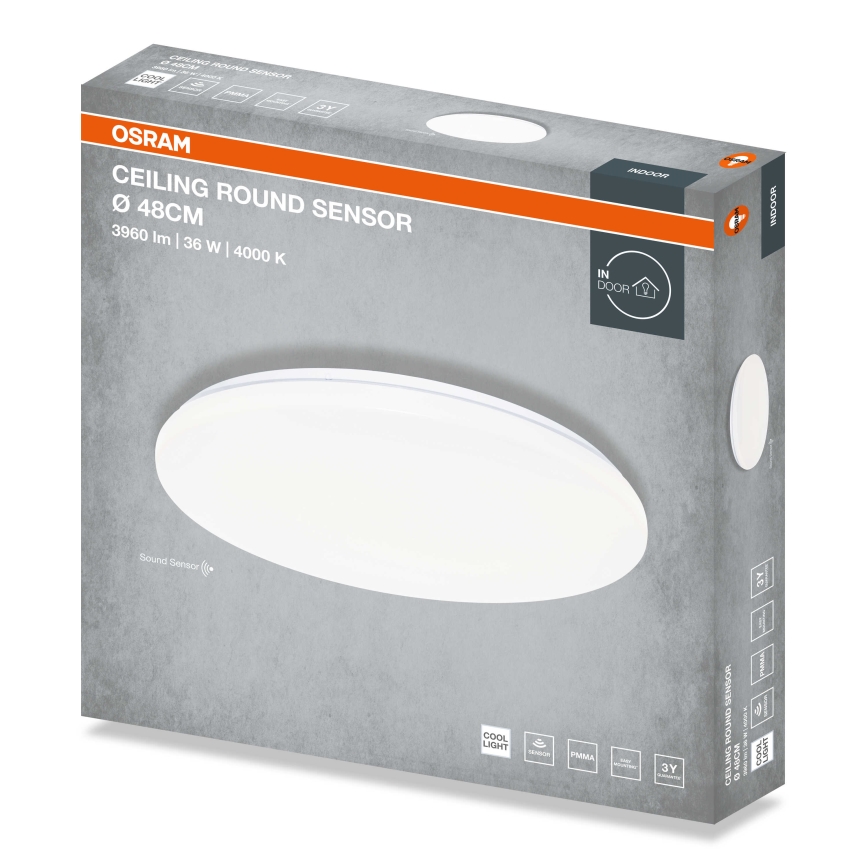 Osram - LED griestu gaismeklis ar krēslas sensoru CEILING ROUND LED/36W/230V 4000K Ø 48 cm balts