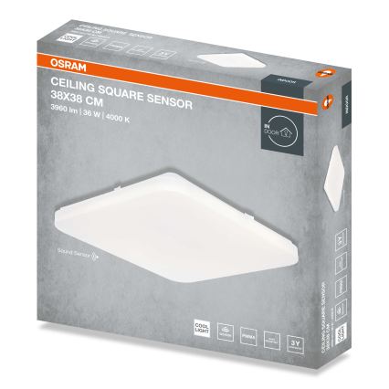 Osram - LED griestu gaismeklis ar krēslas sensoru CEILING SQUARE LED/36W/230V 4000K 38x38 cm balts