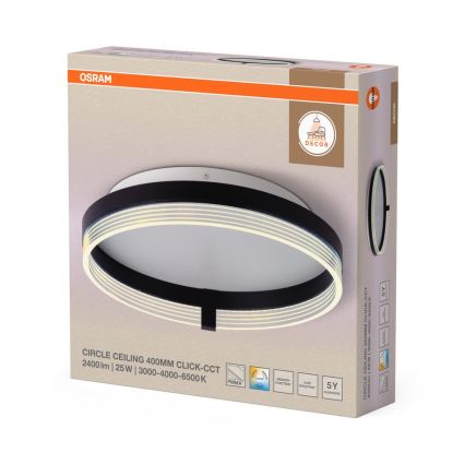 Osram - LED griestu lampa DECOR CIRCLE LED/25W/230V 3000/4000/6500K pr. 40 cm melna/balta