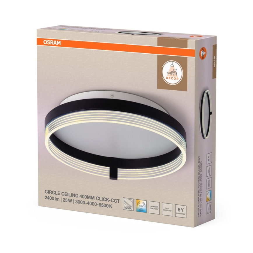 Osram - LED griestu lampa DECOR CIRCLE LED/25W/230V 3000/4000/6500K pr. 40 cm melna/balta