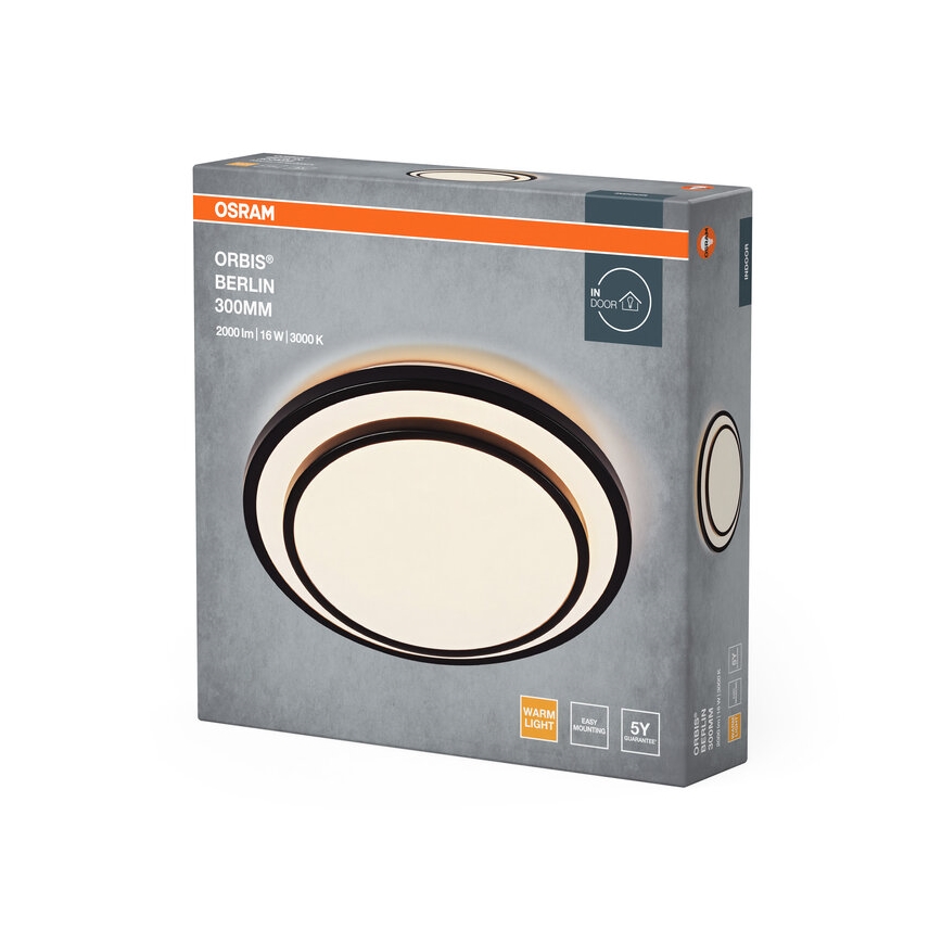 Osram - LED griestu lampa ORBIS BERLIN LED/16W/230V Ø 29,3 cm melna
