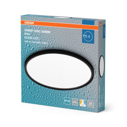 Osram - LED vannas istabas griestu lampa DISC LED/18W/230V 3000/4000K pr. 30 cm IP44 melna