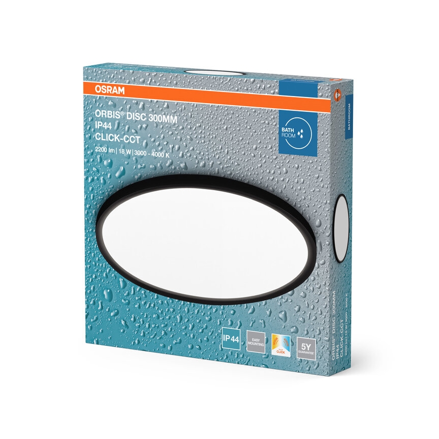 Osram - LED vannas istabas griestu lampa DISC LED/18W/230V 3000/4000K pr. 30 cm IP44 melna