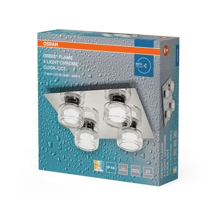 Osram - LED vannas istabas griestu gaismeklis ORBIS FLAME 4xLED/5,5W/230V 3000/4000K IP44 glancēts hroms